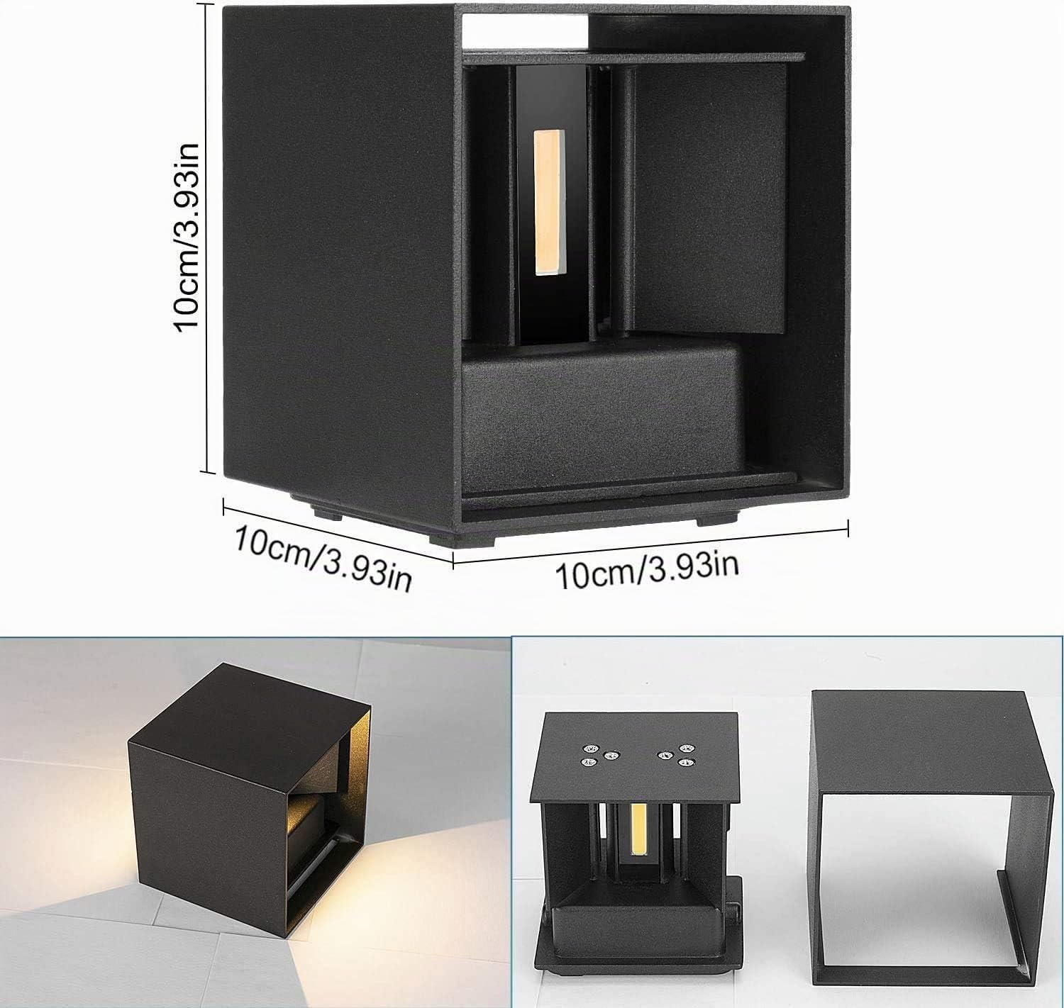Kingwei 8 lampade da parete a LED per interni ed esterni, 12 W, fascio di luce regolabile su e giù, impermeabile, IP65, luce bianca calda, 3000 K, illuminazione da parete nera