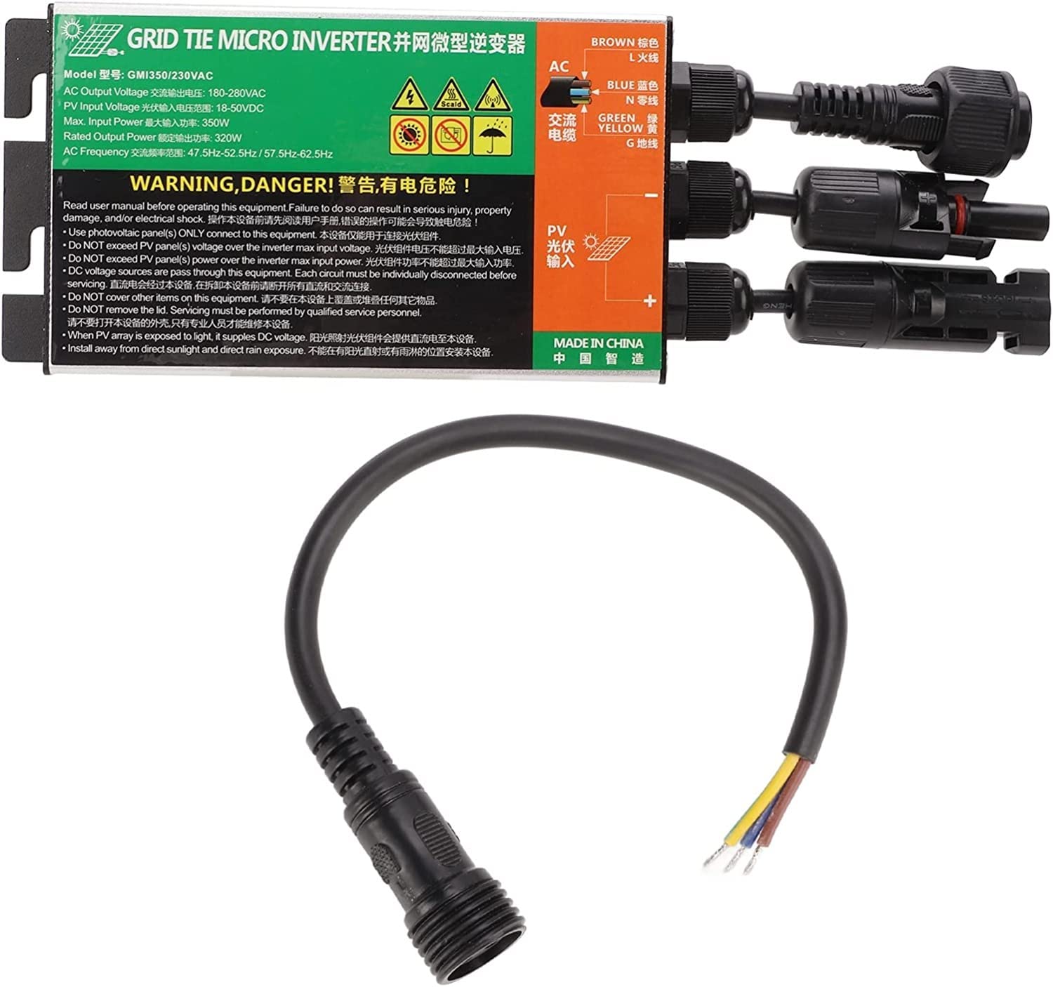 Micro Onduleur Solaire 260/300/350W 230V MPPT Onduleur À Onde Sinusoïdale IP55 Connecté Au Réseau pour Petits Systèmes Solaires