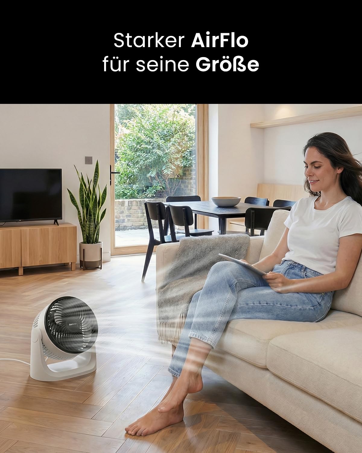 Pro Breeze AirFlo Mini Tischventilator – Leiser Turbo Ventilator 3 Stufen 90° Neigung 4,2 m/s kompakt