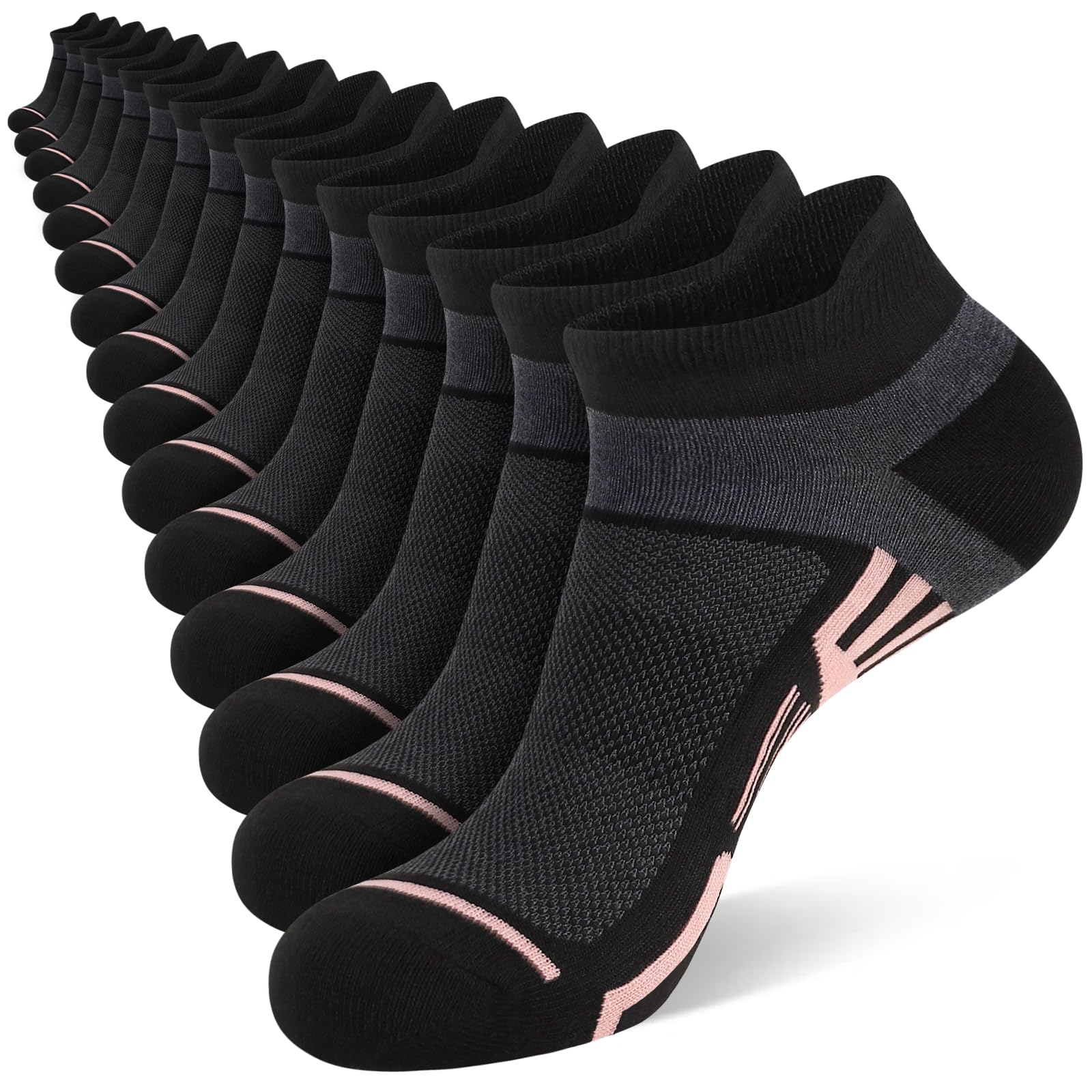 shnn 15 Pairs Womens Ankle Socks Lightweight Breathable Casual Low Cut Socks for Women With Heel Tab