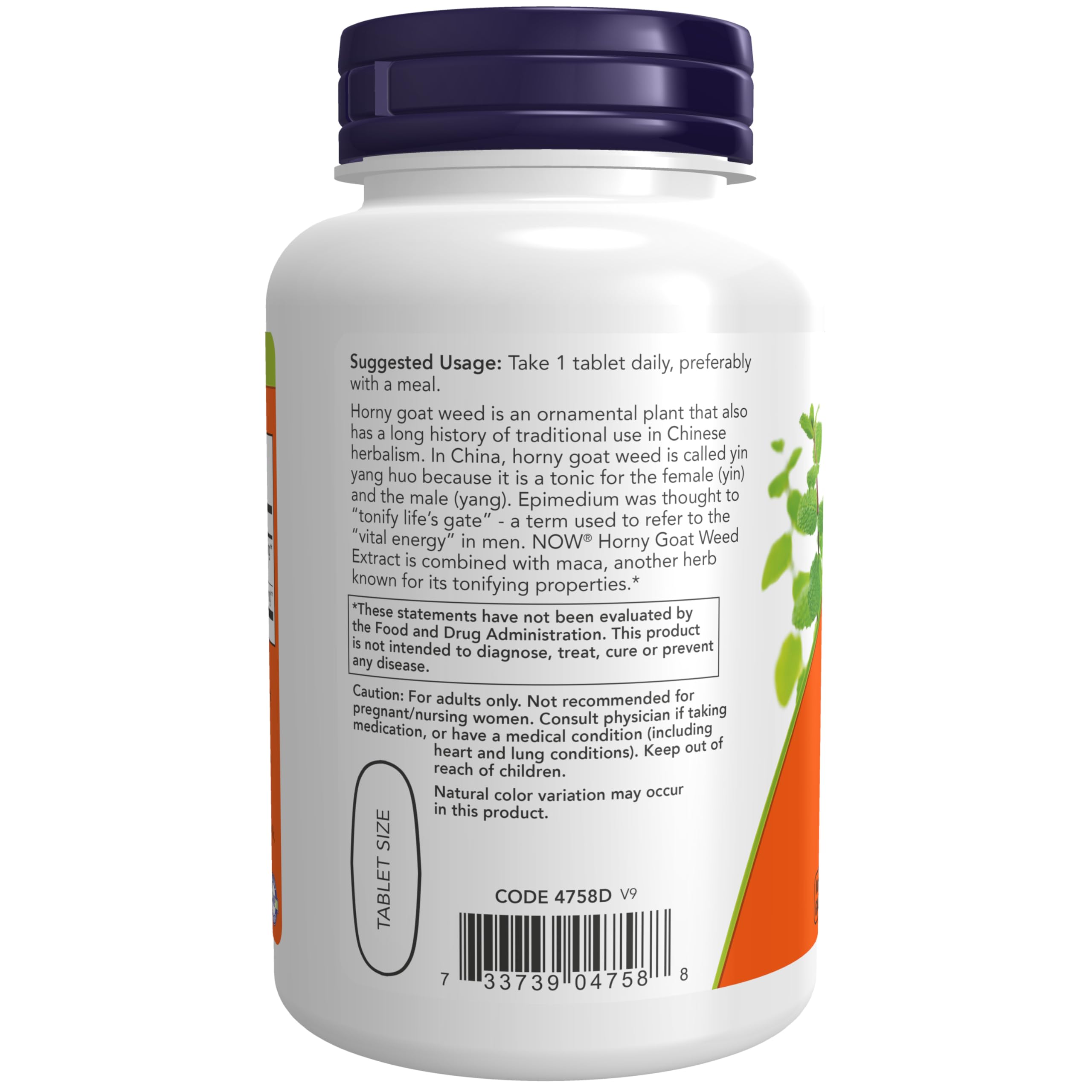 NOW Supplements, Horny Goat Weed Extract 750 mg, Tonifying Herb*, 90 Tabs — Amazon image 3