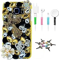 Vista 12 de STENES Sparkle Funda compatible con Samsung Galaxy J2 Prime – Elegante funda 3D hecha a mano con diseño musical de flores grandes con protector