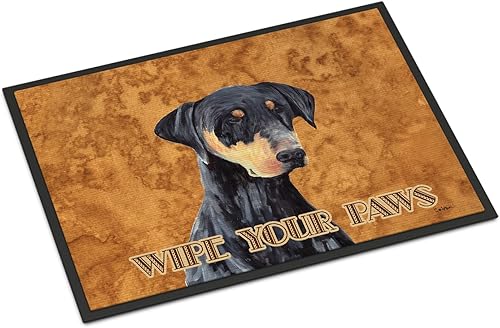 Caroline's Treasures SC9126JMAT Doberman Wipe Your Paws - Tapete para interiores o exteriores, 24 x 36 pulgadas, 36 pulgadas de largo x 24 pulgadas
