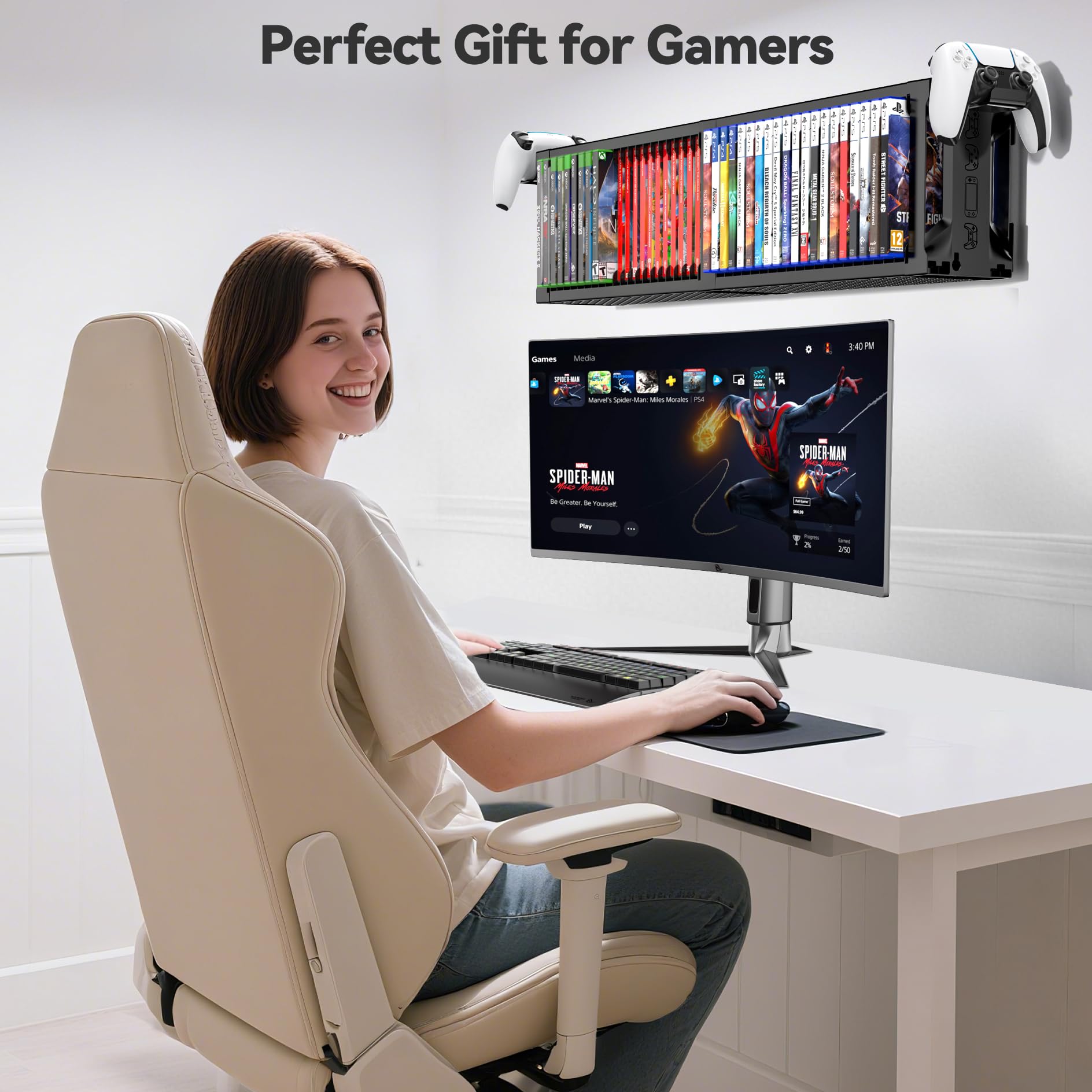 Kytok Support Universel Organisateur pour Jeux Vidéo, Tour de Rangement Compatibilité avec PS5/Switch 2/Xbox One/Series/PS4/PSP (Deux étages)