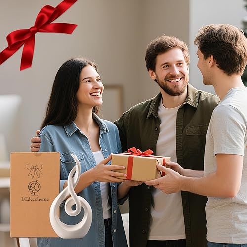 Miniatura 6 de Decoración moderna de mesa de arte abstracto, estatua de cerámica, adornos blancos modernos para sala de estar, gran idea de regalo, decoración