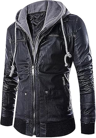 Leather jacket with cotton hood Clearance