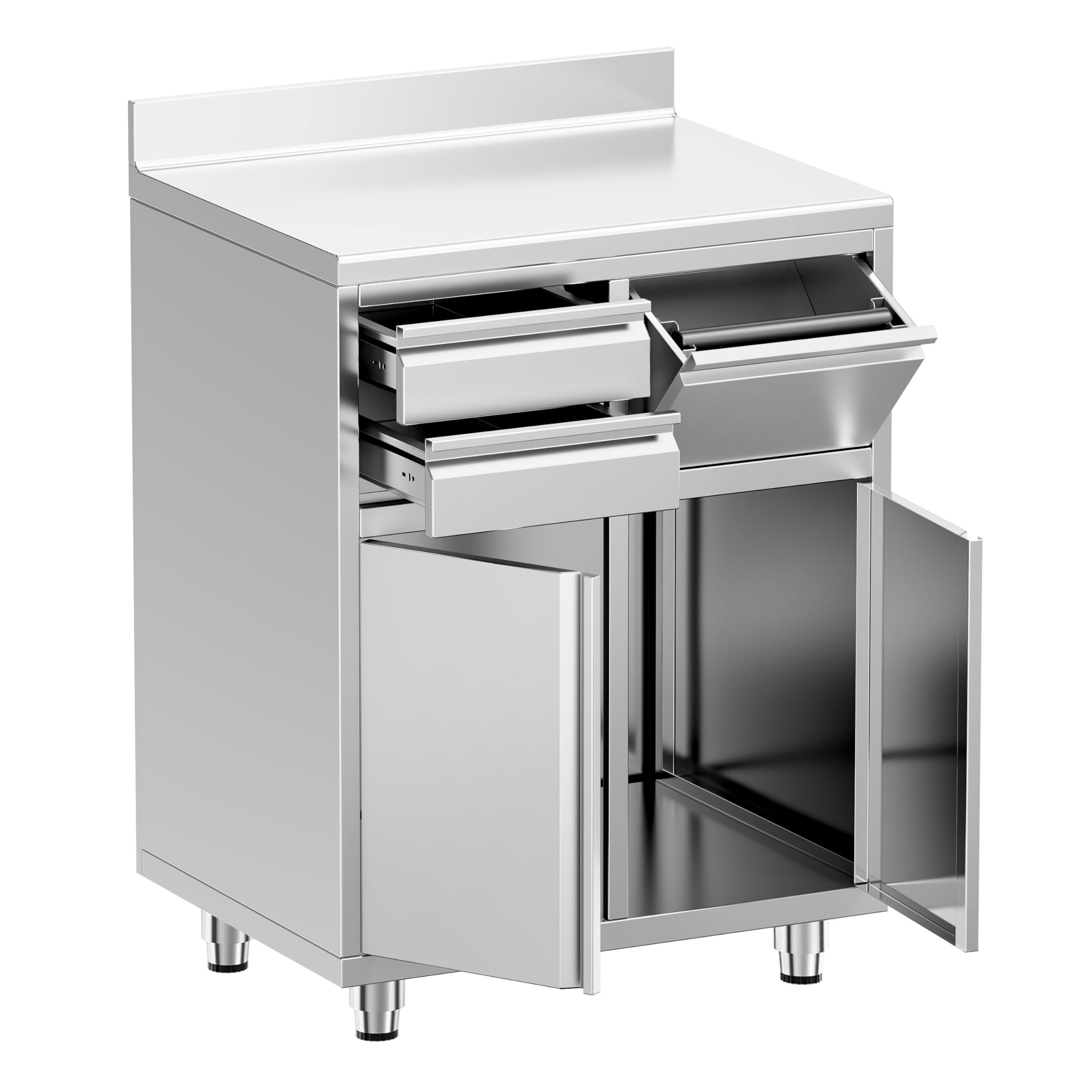 GGM Gastro | KASSEES-CB-001 | Arbeitsschrank - für Kaffeemaschine - 800x600mm - mit Ausklopfer, 2 Schubladen, 2 Türen & Aufkantung