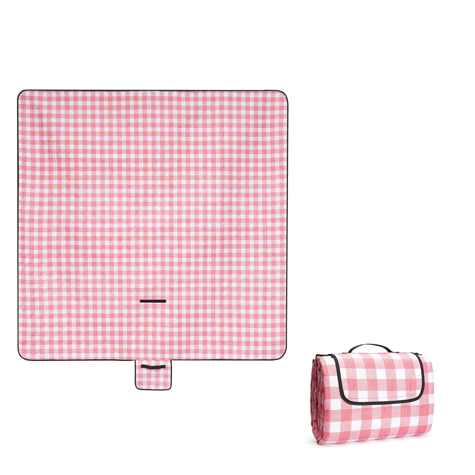 Oak & Tea Picnic Blanket Waterproof 200x200 CM Foldable Picnic Blankets Beach Blanket Easy to Store Machine Washable, Red White Plaid