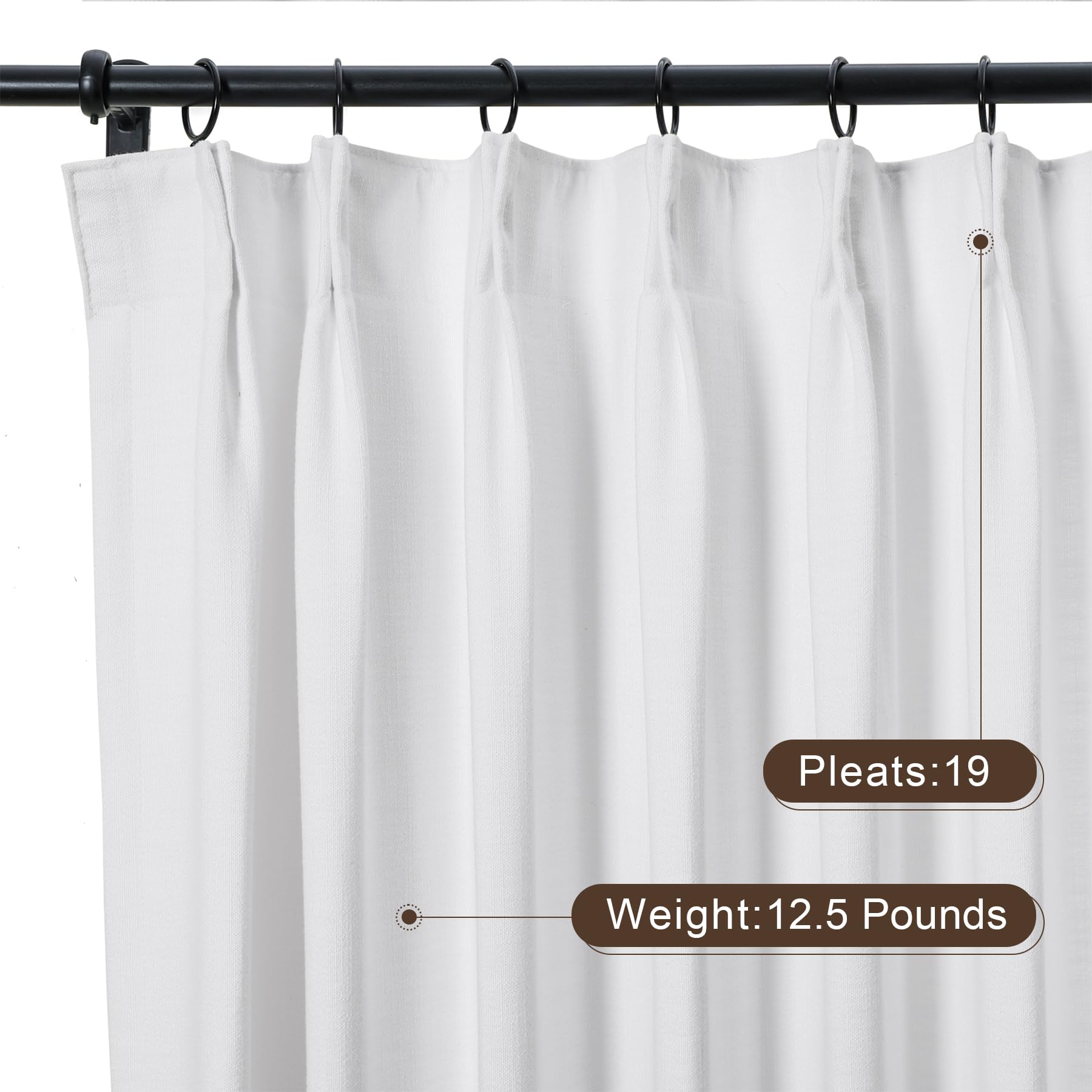 Amazon.com: TWOPAGES Pinch Pleated Drape 90 Inches Long Snow White