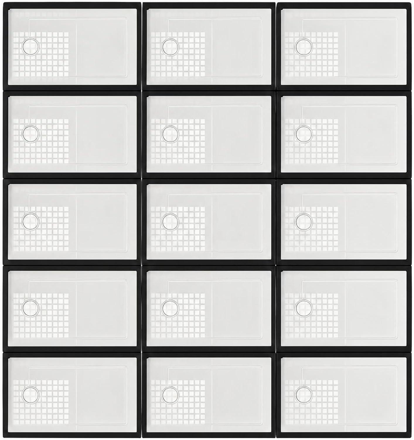 15PCS Stackable Clear Plastic Shoe Storage Boxes, Collapsible & Dustproof