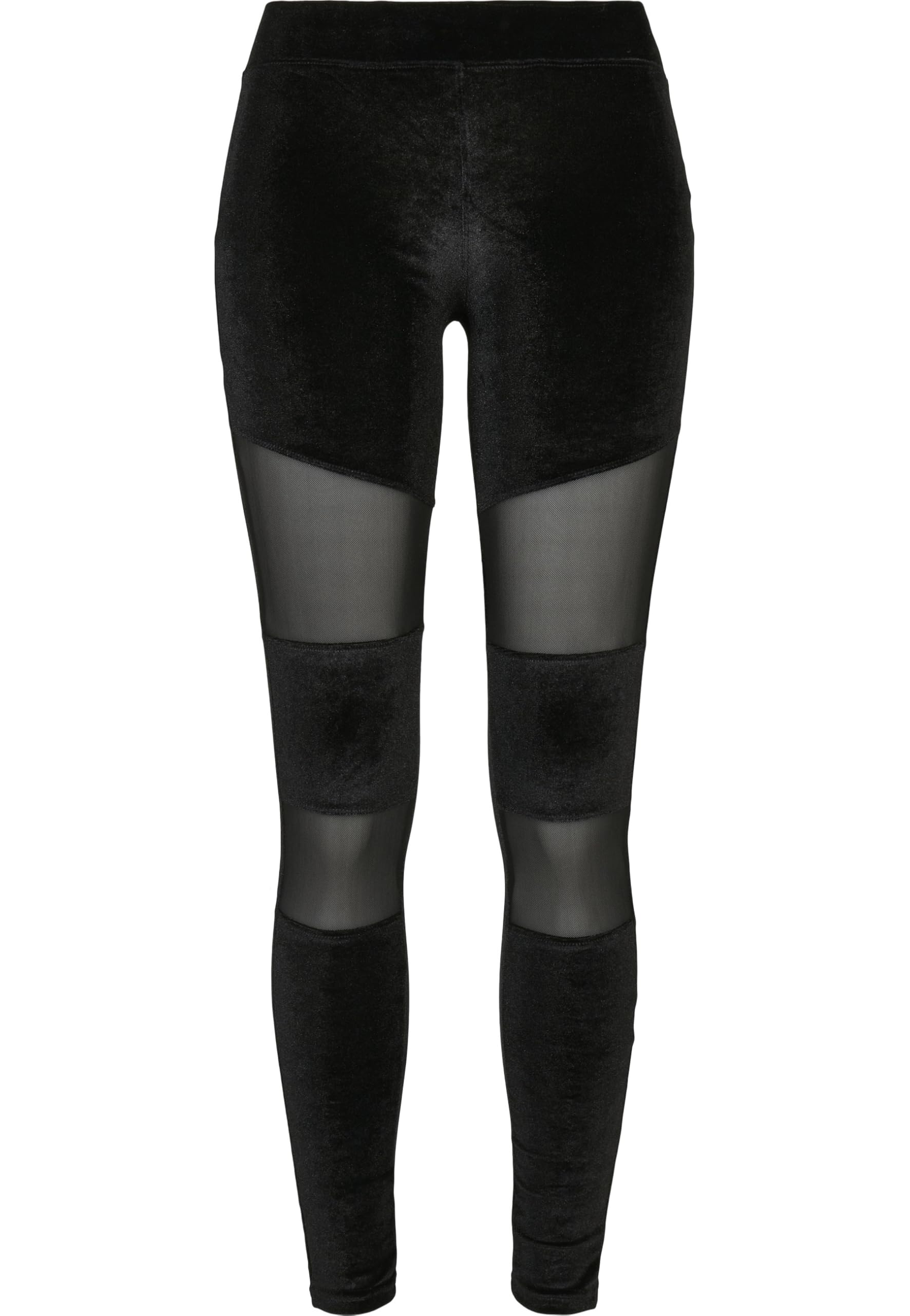 Urban Classics Women's Ladies Velvet Tech Mesh Leggings, Black, M