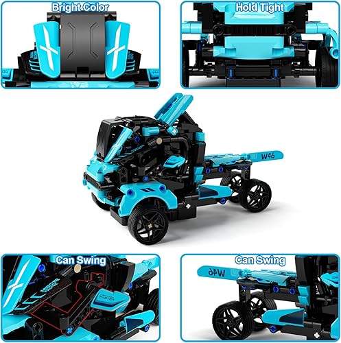 Miniatura 6 de 82.4 F STEM - Kit de construcción de automóviles a control remoto para niños de 8 a 12 años con robot STEM 2 en 1, juego de construcción remoto y