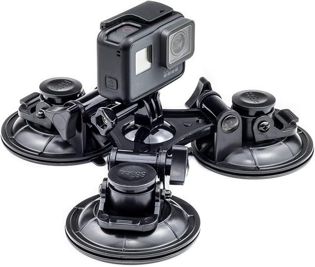 Digicharge Action Camera Car Windshield Window Triple Suction Cup Mount Holder Compatible For GoPro Hero11 Hero10 Max Hero9 9 Hero8 Hero 11 Mini 10 9 8 7 Akaso Apexcam Dragon Touch Gookam Go Pro Cam