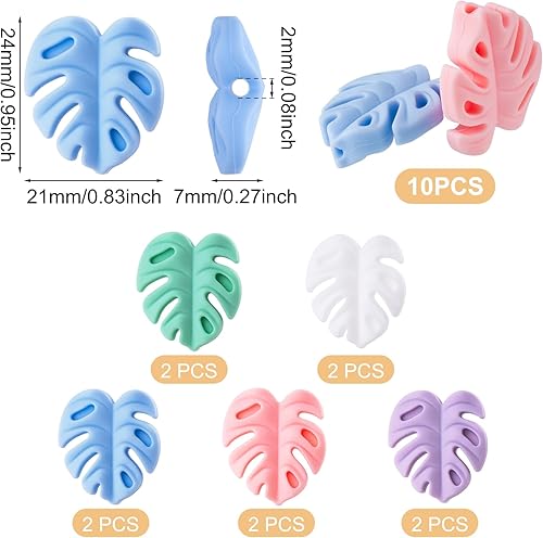 Miniatura 2 de Nuorest 10 cuentas de hoja de silicona coloridas para hacer joyas, cuentas focales de silicona, cuentas en forma de hoja para manualidades,