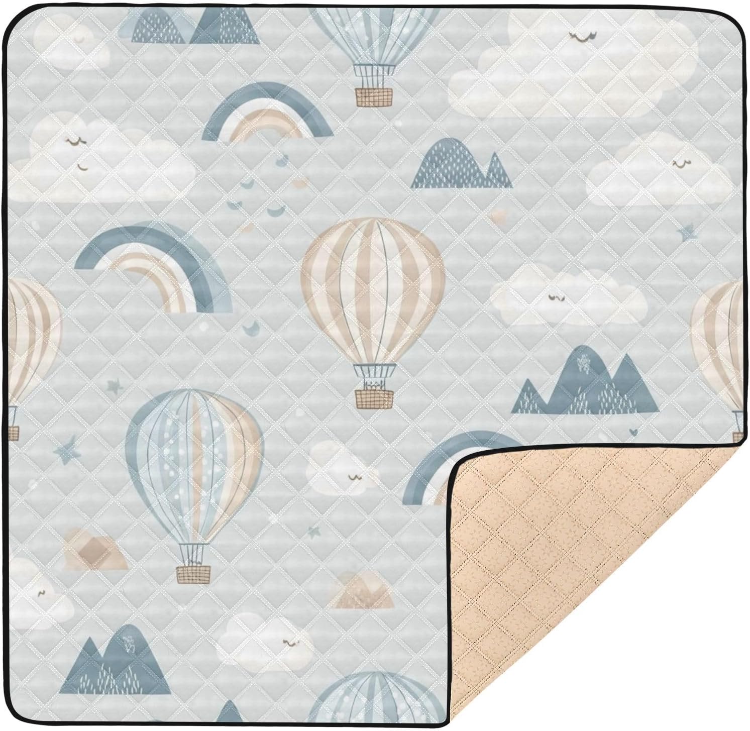 Kigai Hot Air Balloon Baby Play Mat for Floor and Playpen 50x50 inch Non-Slip Baby Activity Playmat Waterproof Foldable Crawling Mat for Infants Toddlers
