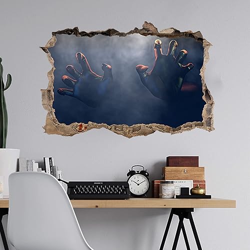 Miniatura 5 de Calcomanías de pared de Halloween de manos aterradoras para dormitorio, sala de estar, calcomanías de pared de Halloween 3D extraíbles, decoración