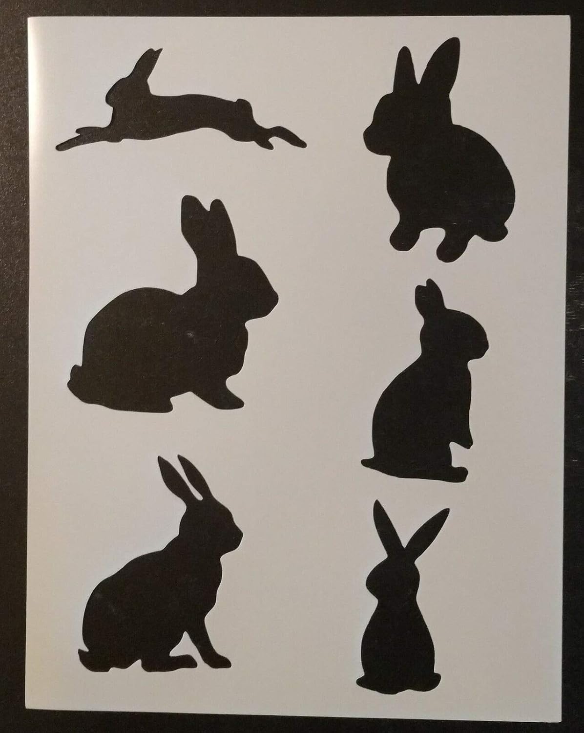 Reusable Sturdy Stencil Bunny Rabbit Rabbits 8.5 x 11 Cut Stencil Sheet (not Paper) Arts and Crafts Material Scrapbooking for Airbrush Painting Drawing