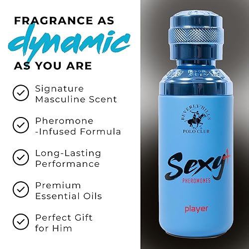 Miniatura 6 de Beverly Hills Polo Club Sexy + Pheromones Player EDP Spray - Colonia de feromonas para hombres con aceites esenciales naturales, aroma fresco de