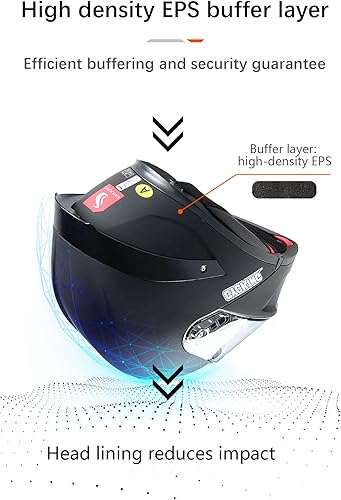 Miniatura 11 de Casco de motocicleta con visera completa, casco de cara completa con visera doble para hombres, mujeres y adultos con protector solar ahumado,