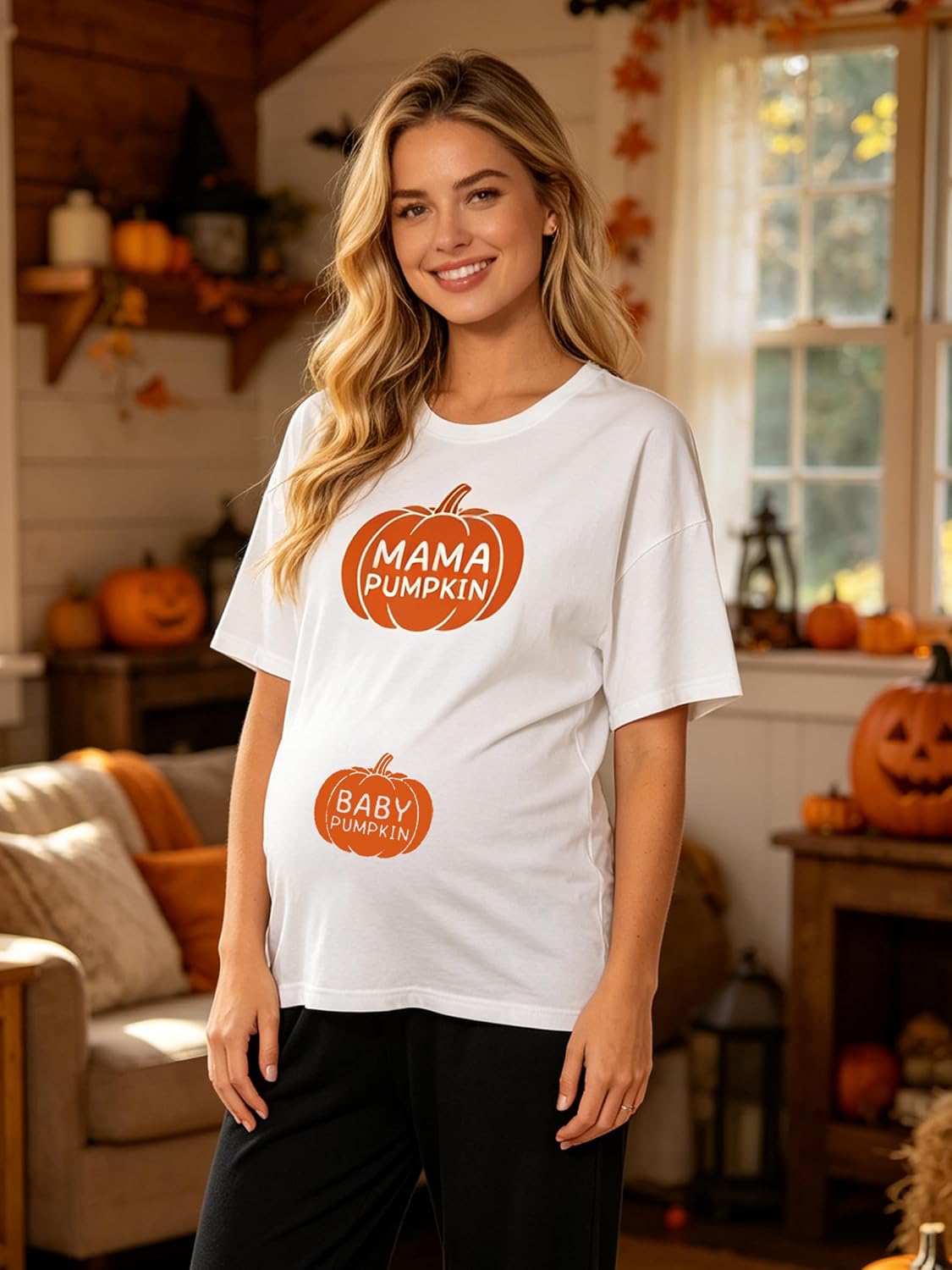 Maternity Halloween Skelly in My Belly Pregnancy Announcement Short Sleeve Tee Top