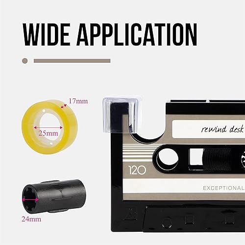 Miniatura 2 de Aobopar Dispensador de cinta para bolígrafo, dispensador de cinta de casete retro, accesorios de escritorio de los años 80, suministros de oficina