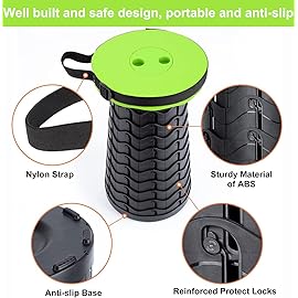 Fishboy Upgraded Collapsible Stool, 400lbs Max Weight, Lightweight But Sturdy, Portable Retractable Folding Telescoping Foldable Camping Stool for Adults Outdoor Fishing Hiking Gardening Travel BBQ
