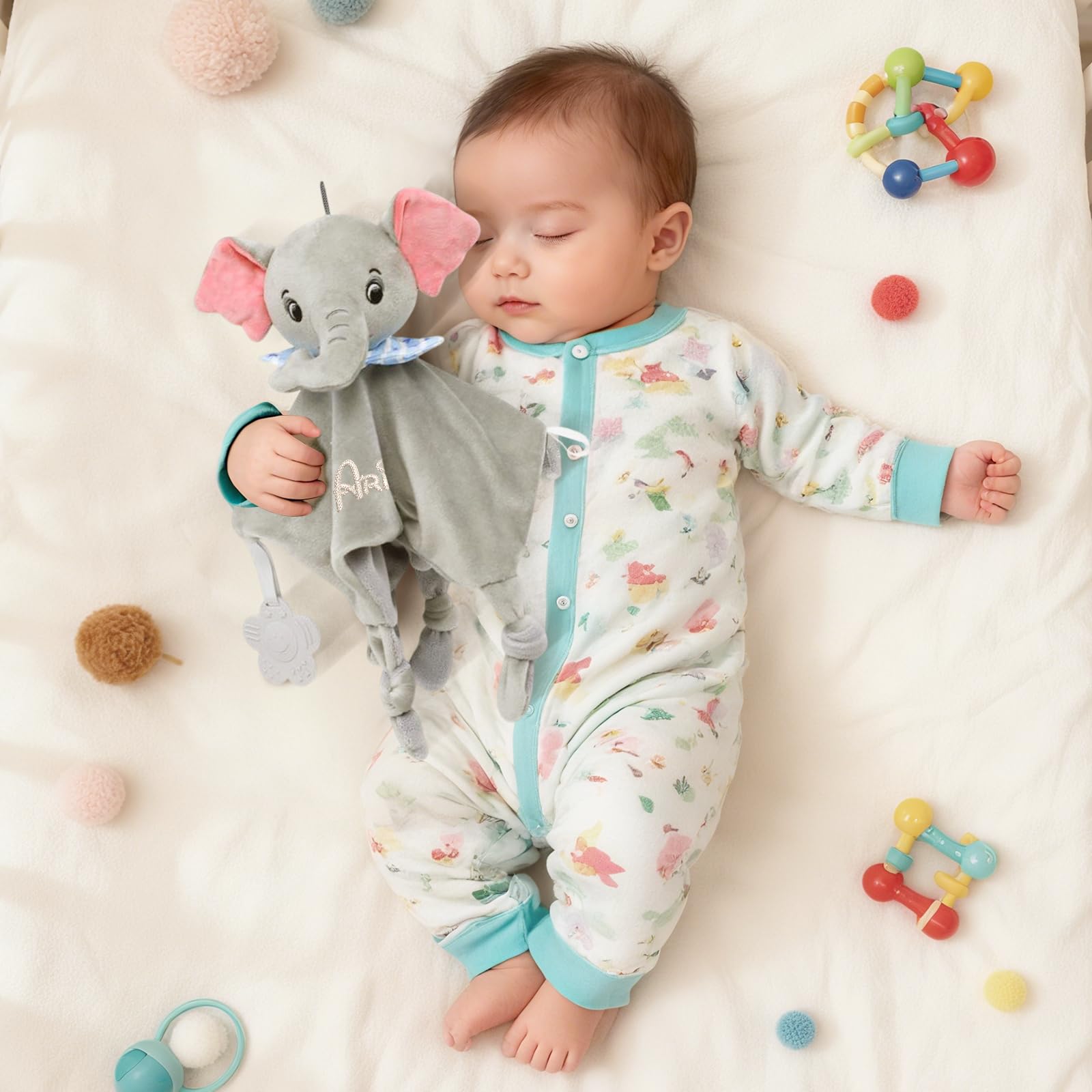 Doudou Neonato Personalizzata con Nome, Morbida Coperta Coccolosa per Neonati, Peluche Coniglio Bambini, Regalo Neonati Maschi e Femmine (C)