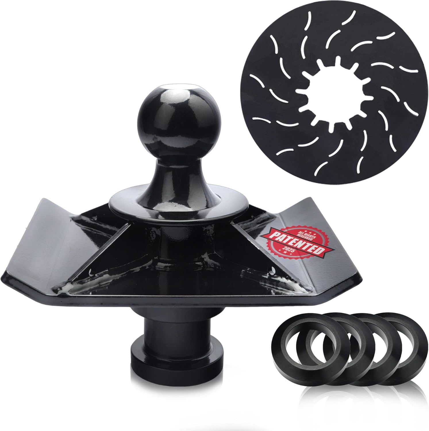 Gooseneck Ball to Fifth Wheel Adapter,1.5" Raised, Heavy Duty Reinforcing Ribs Structure, for Tractor or Trailer Fifth Wheel, Anti-tilt PU Washer and 5th Wheel Lube Plate Included