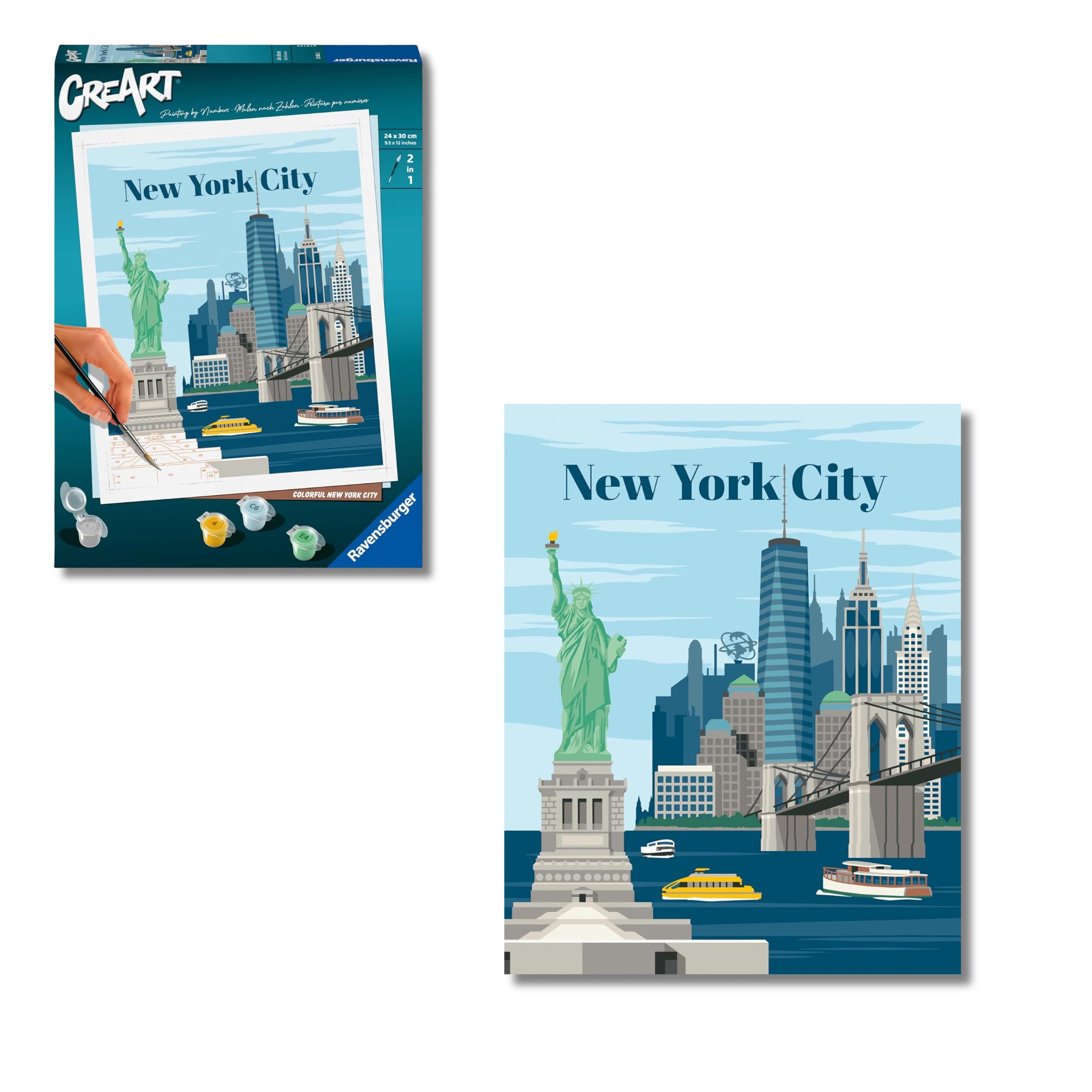 Ravensburger - Creart New York City | Dipingere Con I Numeri Adulti | Paint By Numbers | Quadro Da Dipingere Con Numeri Include Vernice | 24x30 Cm