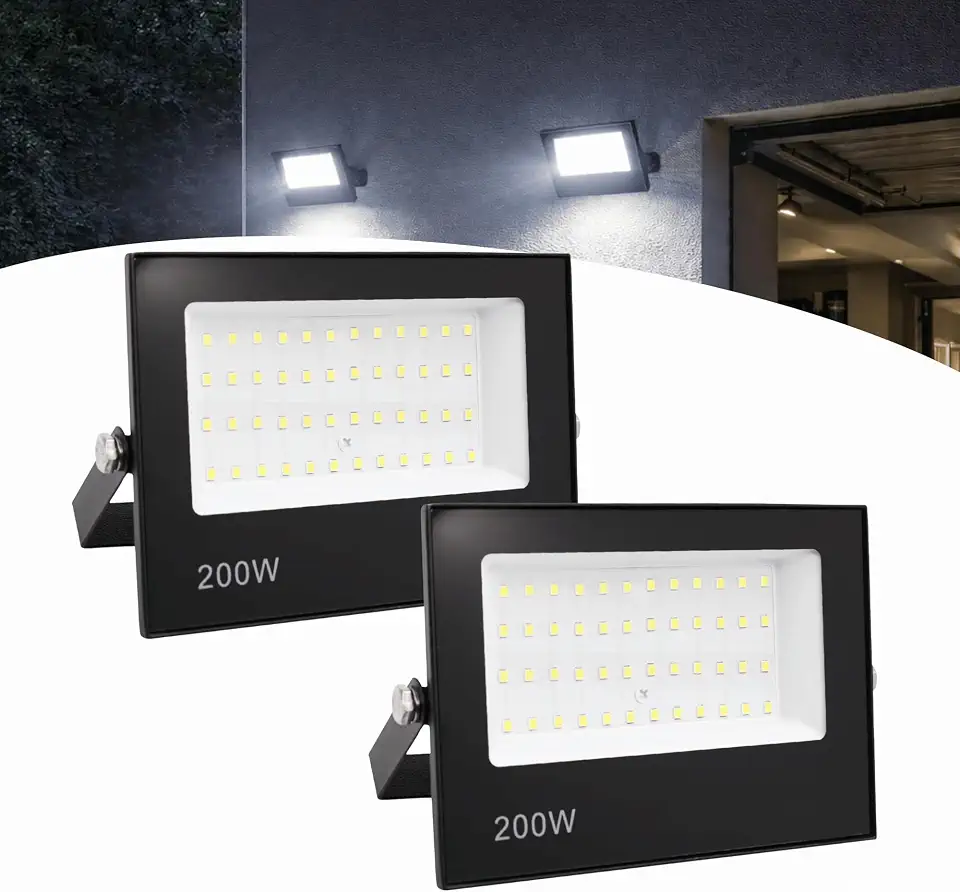 Kit 2 Refletor Led Holofote 200w Ip66 Bivolt Branco Frio