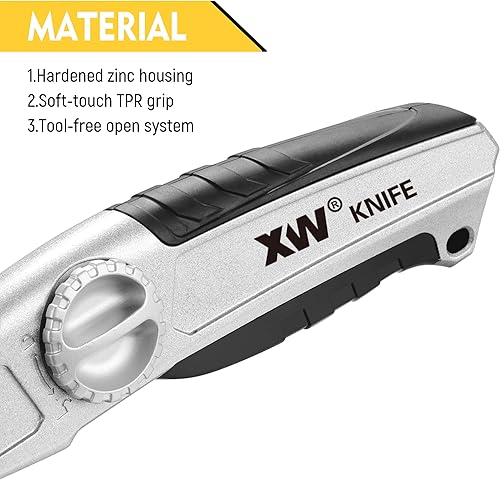 Miniatura 2 de XW Cuchillo utilitario para paneles de yeso de hoja fija, cortador resistente no retráctil con hoja de gancho para techos, 10 cuchillas adicionales