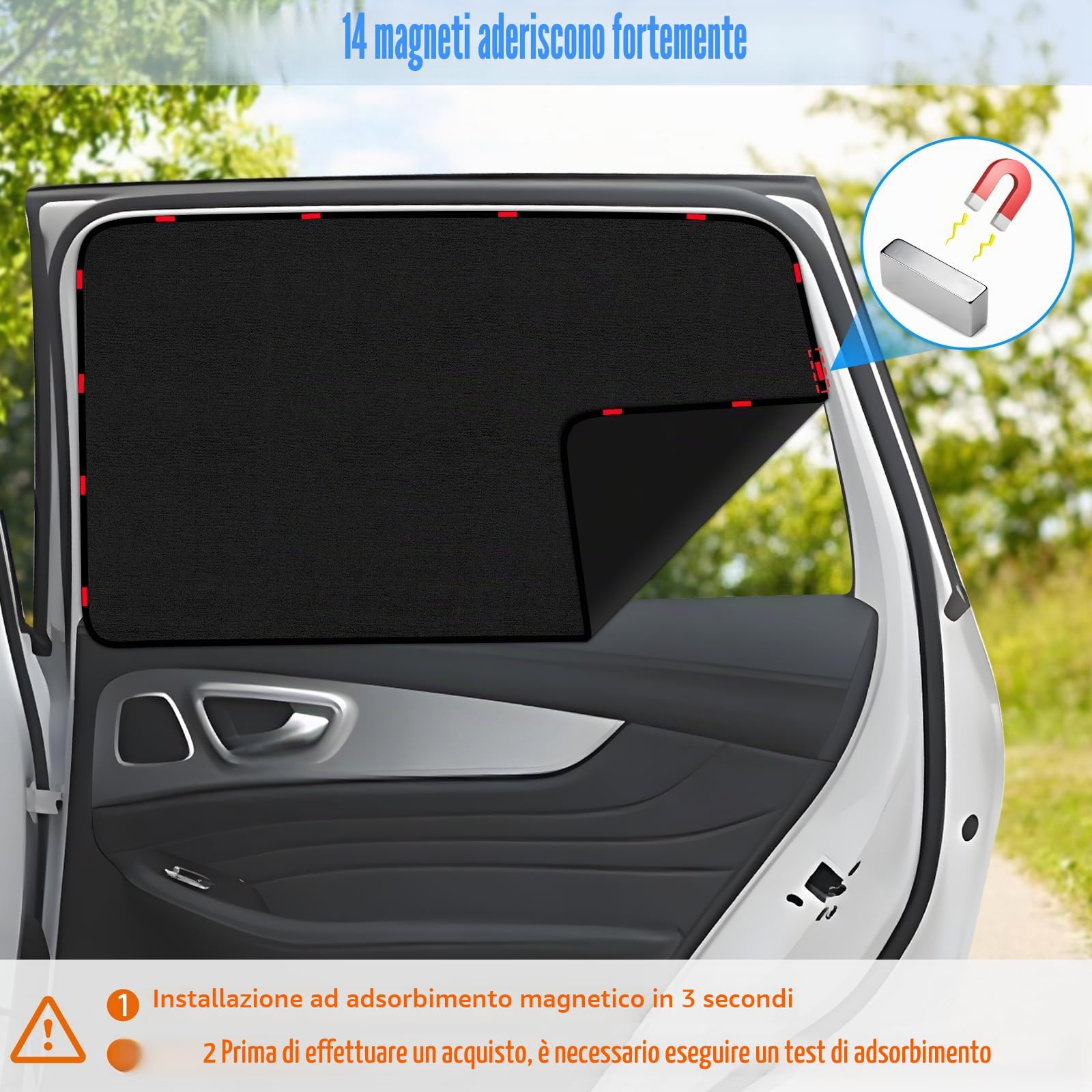 ZATOOTO Tendine Parasole Auto Bambini Magnetico con Protezione UV, Protegge Sedile Posteriore Bambini, Fornisce Privacy, 2 Pezzi, 80 * 50cm