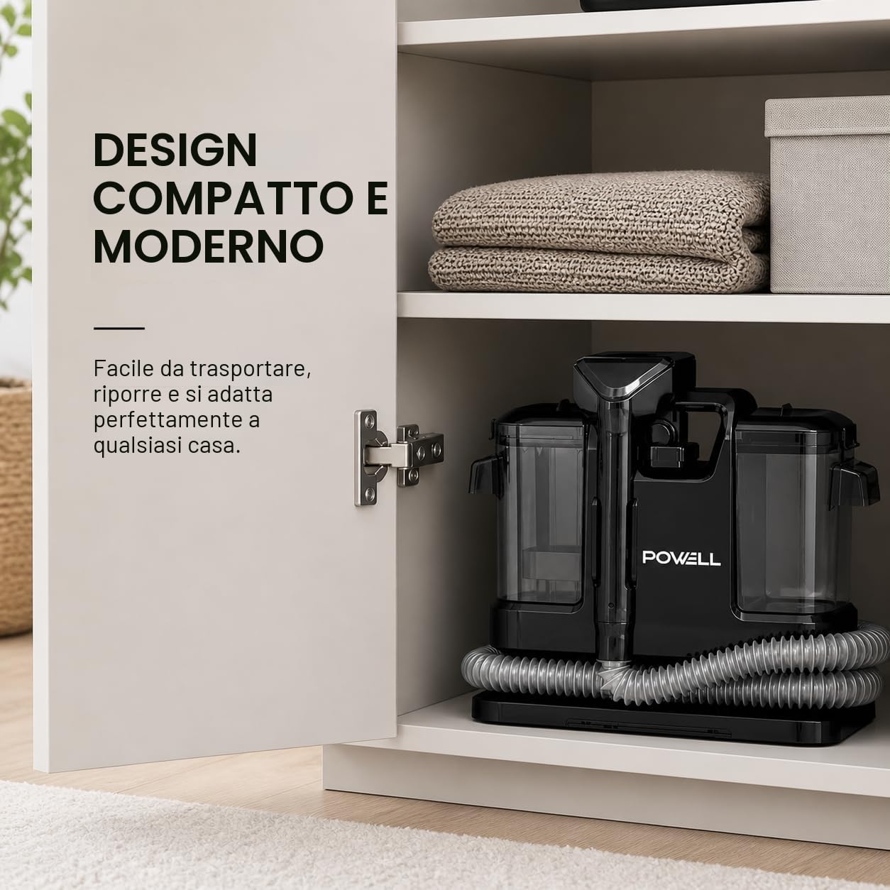 Powell Pulitore Portatile Per Tappeti E Smacchiatore – Pulitore Per Divani E Macchie Ad Asciugatura Rapida Da 450 W Per Mobili, Tappeti, Materassi E Tappezzeria Auto (Nero)