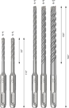 Bosch Professional Accessories Sds Plus-5 x: Set 5 Uds: 5, 6, 6, 8, 10 (5)