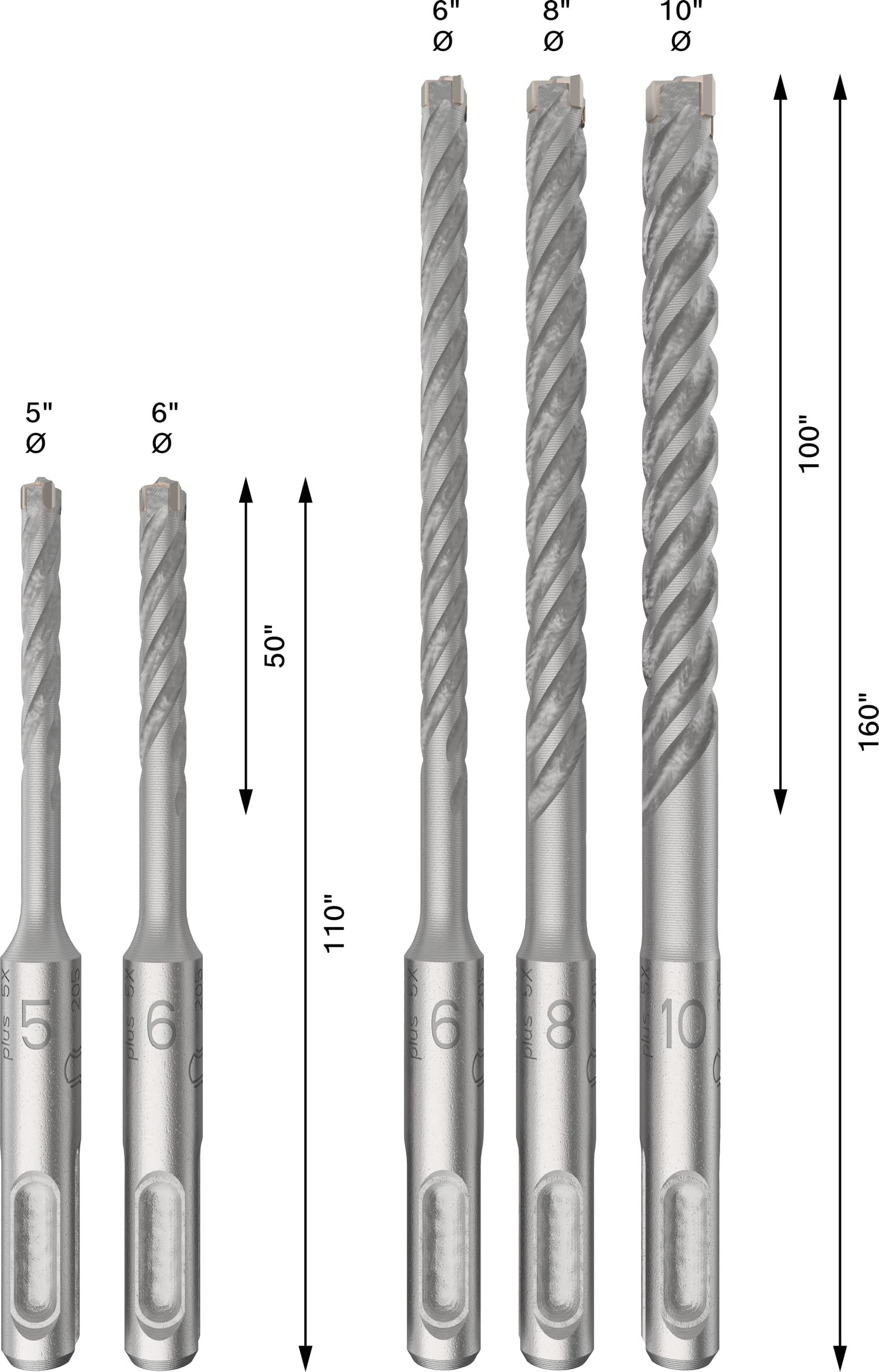 Bosch Professional Accessories Sds Plus-5 x: Set 5 Uds: 5, 6, 6, 8, 10 (5)