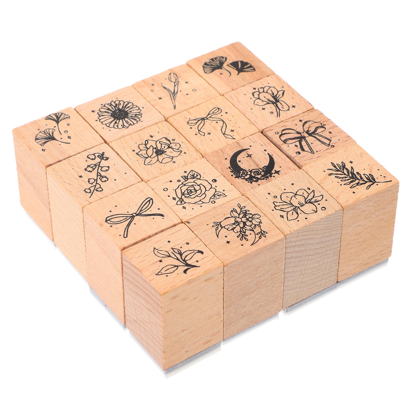 VILLCASE 2 Sätze Teiliges Holzstempelset Für Vintage Diy Motivstempel Für Scrapbooking Und Basteln Für Tagebuch Dekoration Und Kreative Projekte 16 Stücke * 2