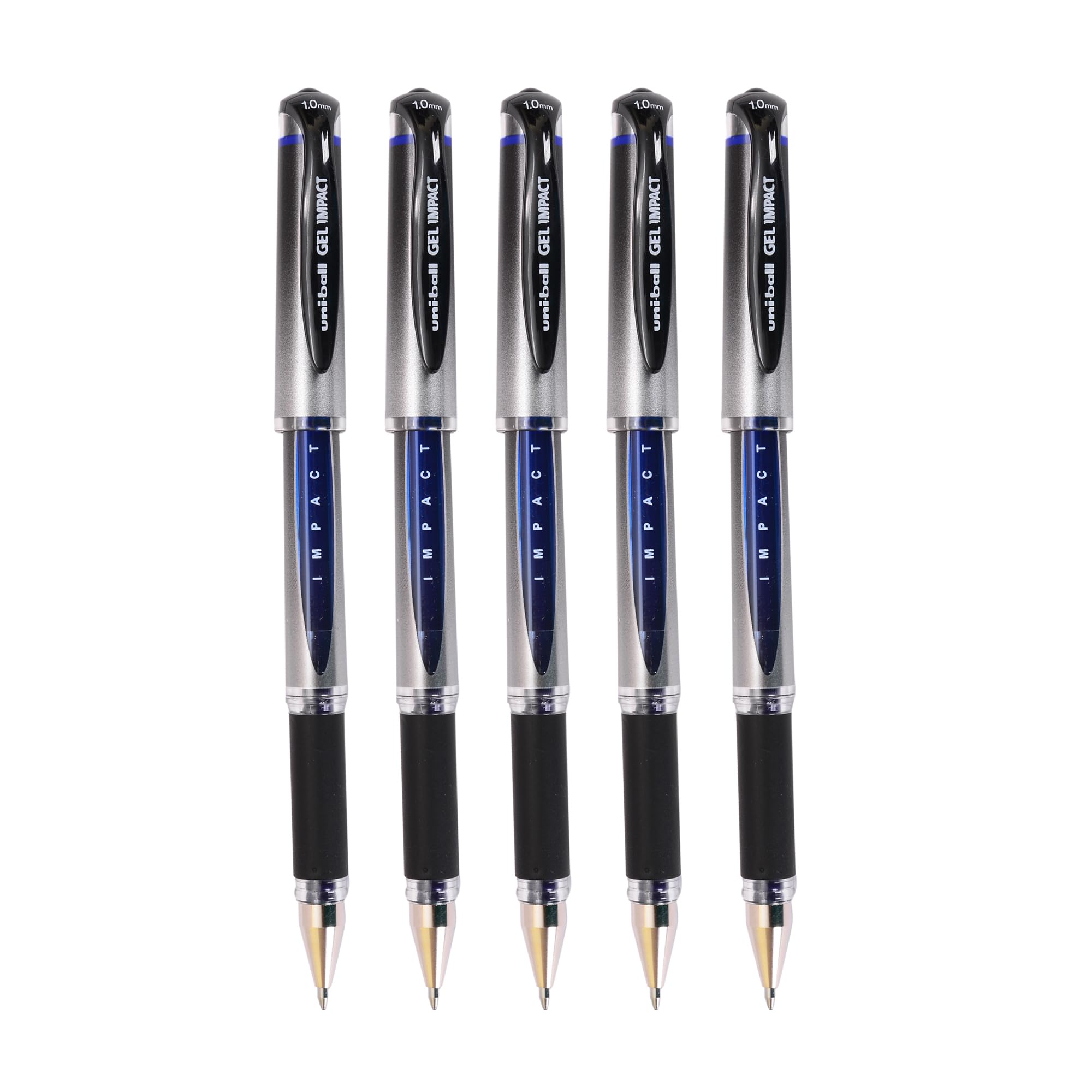 Uni-ball UM-153S - Bolígrafo de gel de impacto de 1.0 mm, cuerpo ligero y elegante, tinta ultra suave, tinta de larga duración sin manchas, papelería escolar y de oficina, tinta azul, paquete de 5