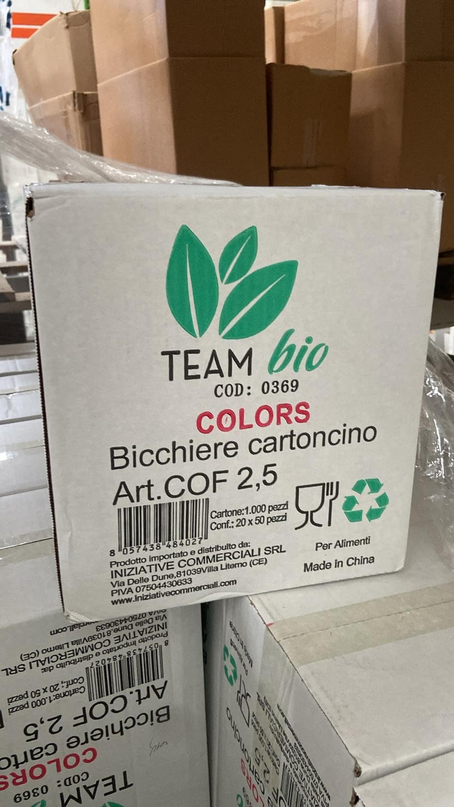TeamBio 1000 Pz Bicchieri Caffe di Carta Biodegradabili Biocompostabili Tazzine 75ml