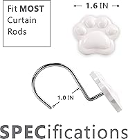 Vista 3 de Ganchos decorativos para cortina de ducha blancos bonitos y divertidos gatos y perros, osos y animales con estampado de patas, ganchos y ganchos