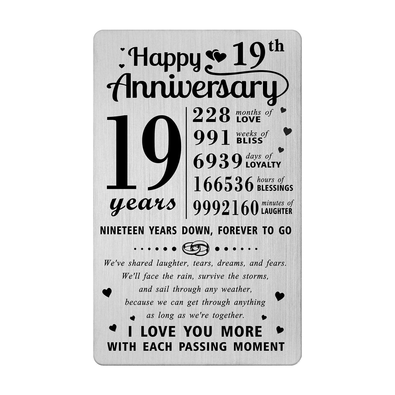Mcduldul Carte De 19e Anniversaire De Mariage Pour Lui, Elle