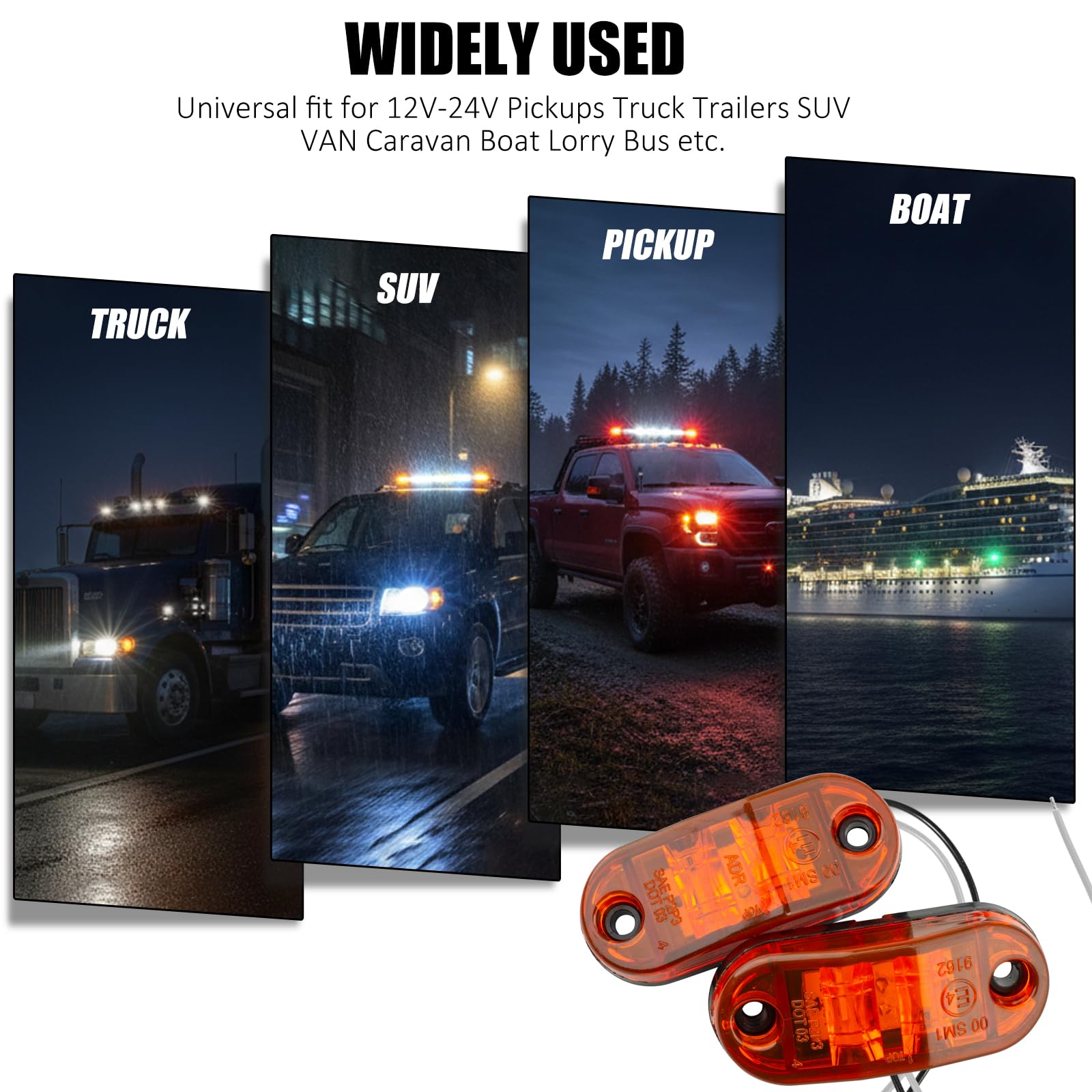 Catekro 10x Luci Ingombro LED 12V-24V, Luci di Posizione Laterali per Auto Indicatori Laterali con 2 LED 3000K Impermeabile per Camion Camper Furgone SUV (Giallo)