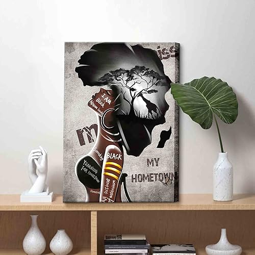 Miniatura 3 de Arte de pared afroamericano enmarcado para mujeres negras y niñas, impresiones en lienzo para decoración de póster de África, mapa de África, cuadro