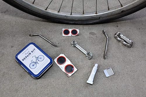 Miniatura 2 de Kikkerland Kit de reparación de latas de bicicleta, herramientas de reparación y mantenimiento de bicicletas de bricolaje, acero y goma, incluye