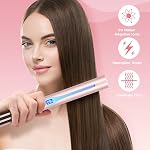 IG INGLAM Titanium plat fer à cheveux, curling fer 1 Inch, Infrarouge Négatif Redresseur de fer ionique 11 Réglez la température de 250°F à 450°F, cheveux brillants double tension 110-240V, Cadeau, rose