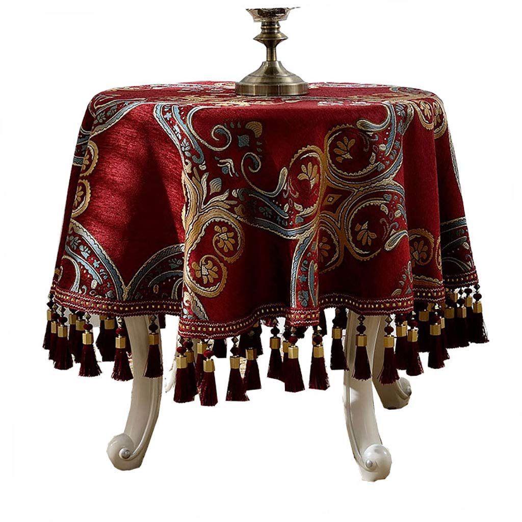 Nappe rouge de Noël brodée main, l'élégance durable d'une grande nappe ronde de table