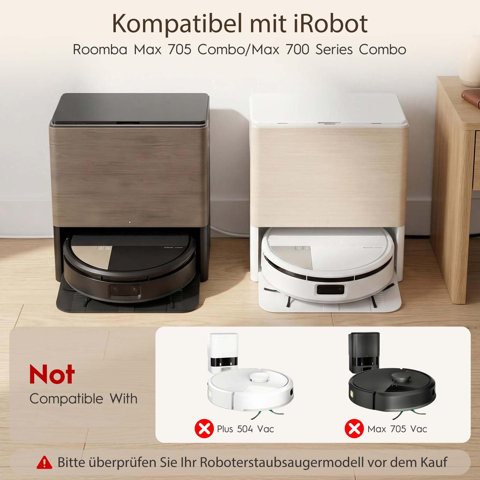 20 Stück Ersatzteile für iRobot Roomba Max 705/706 Combo Saugroboter, Mxa 705/706 Combo Zubehör-Set, 2 Hauptbürsten, 6 Staubbeutel, 4 Filter, 1 Rollmopp, 6 Seitenbürsten, 1 Reinigungsbürste | Roomba 705X / Max 705 Kombi-Zubehör-Set, 2 Hauptbürsten, 6 Stau