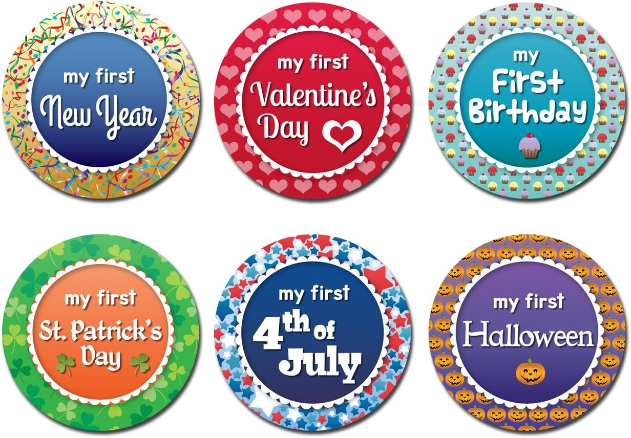Sticky Bellies Baby Month Stickers - Milestone Momentos Baby's Firsts Holidays