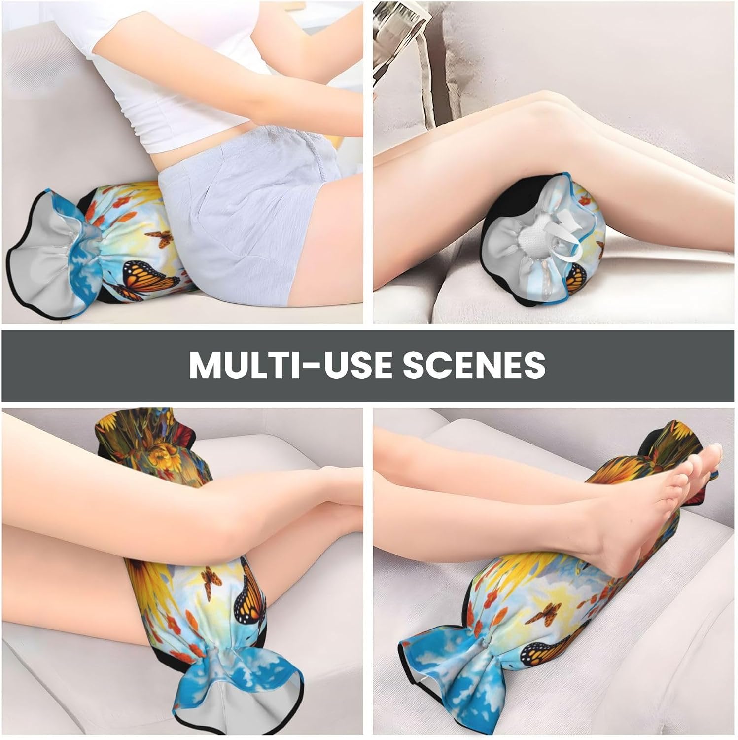 Sunflower Garden Cylindrical Pillow-Premium Bed Pillows, Side Sleeper Neck Support, Decorative Candy Design, Soft and Durable