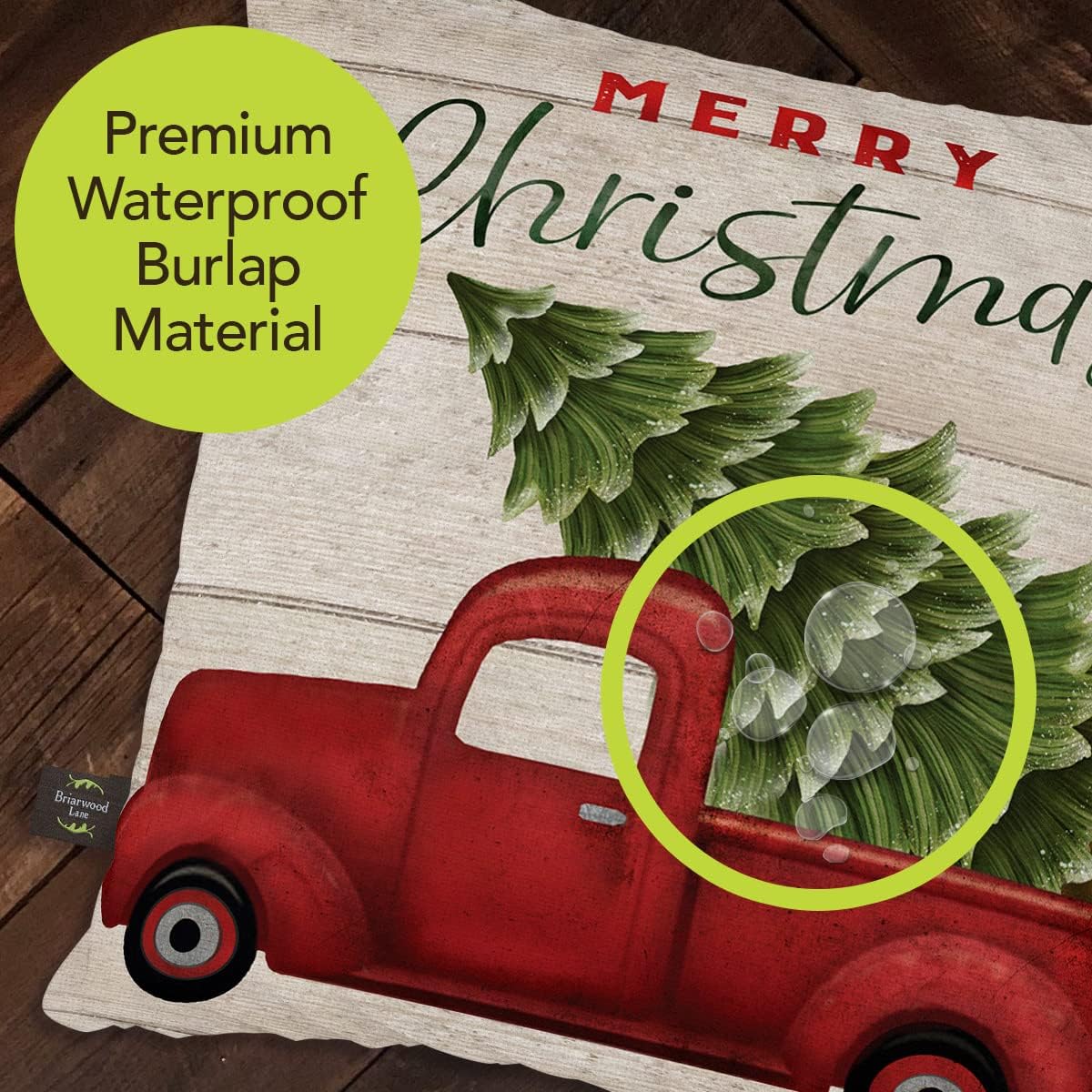 Briarwood Lane Merry Christmas Pickup Truck Decorative Pillow Rustic Indoor Outdoor 17" x 17"