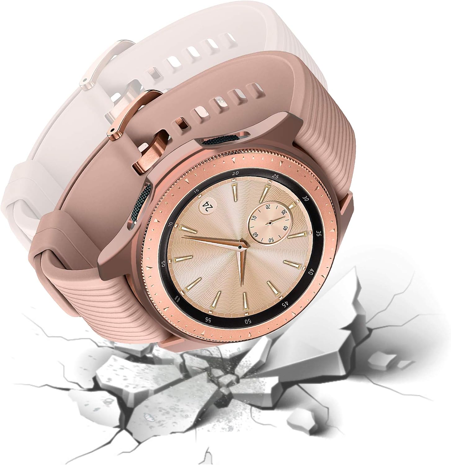 GeeRic Case Compatible with Samsung Galaxy Watch 42mm, 4 Pack TPU Slim Plated Case Edge-Around Shock-Proof Cover (Black/Space Gray/Gold/Rose Gold)